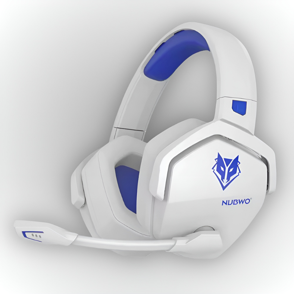 NUBWO G06 Wireless Headset Edición Gamer — Blanco con Azul