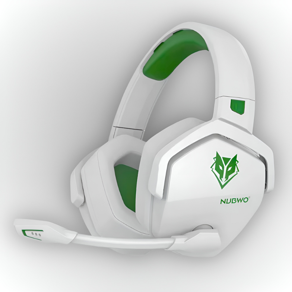 NUBWO G06 Wireless Headset Edición Gamer — Blanco con Verde